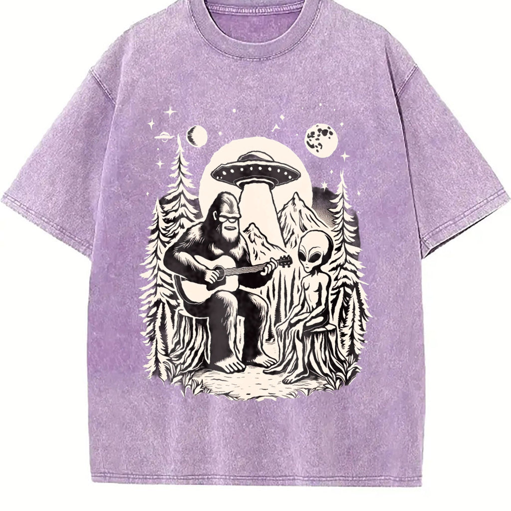 Bigfoot Playing Guitar With Alien And UFO 90s Vintage product image 6