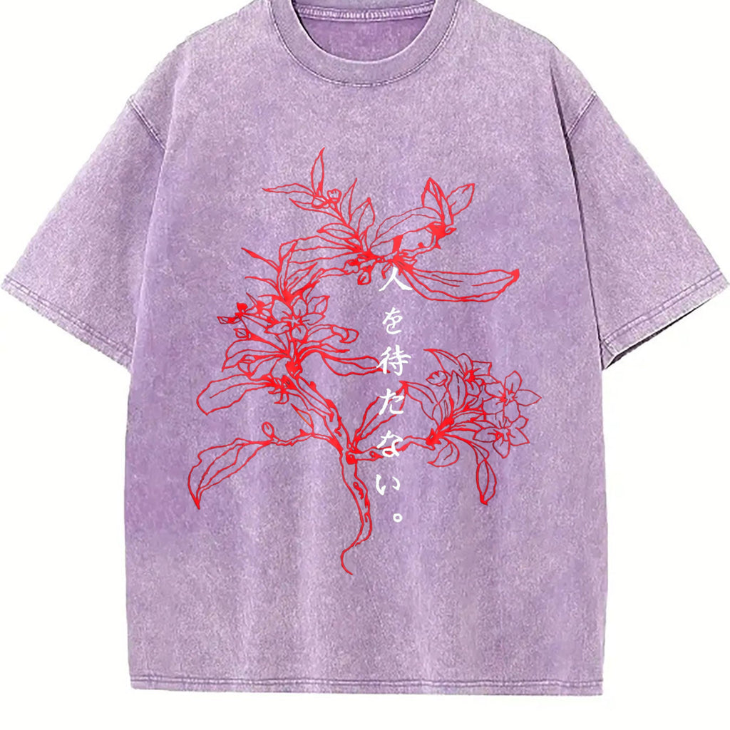 Japanese Floral & Text Vintage Washed T-Shirt product image 6