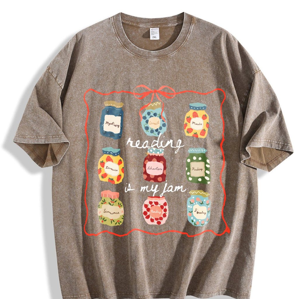 Reading Is My Jam Book Jars Vintage Washed T-Shirt product image 3