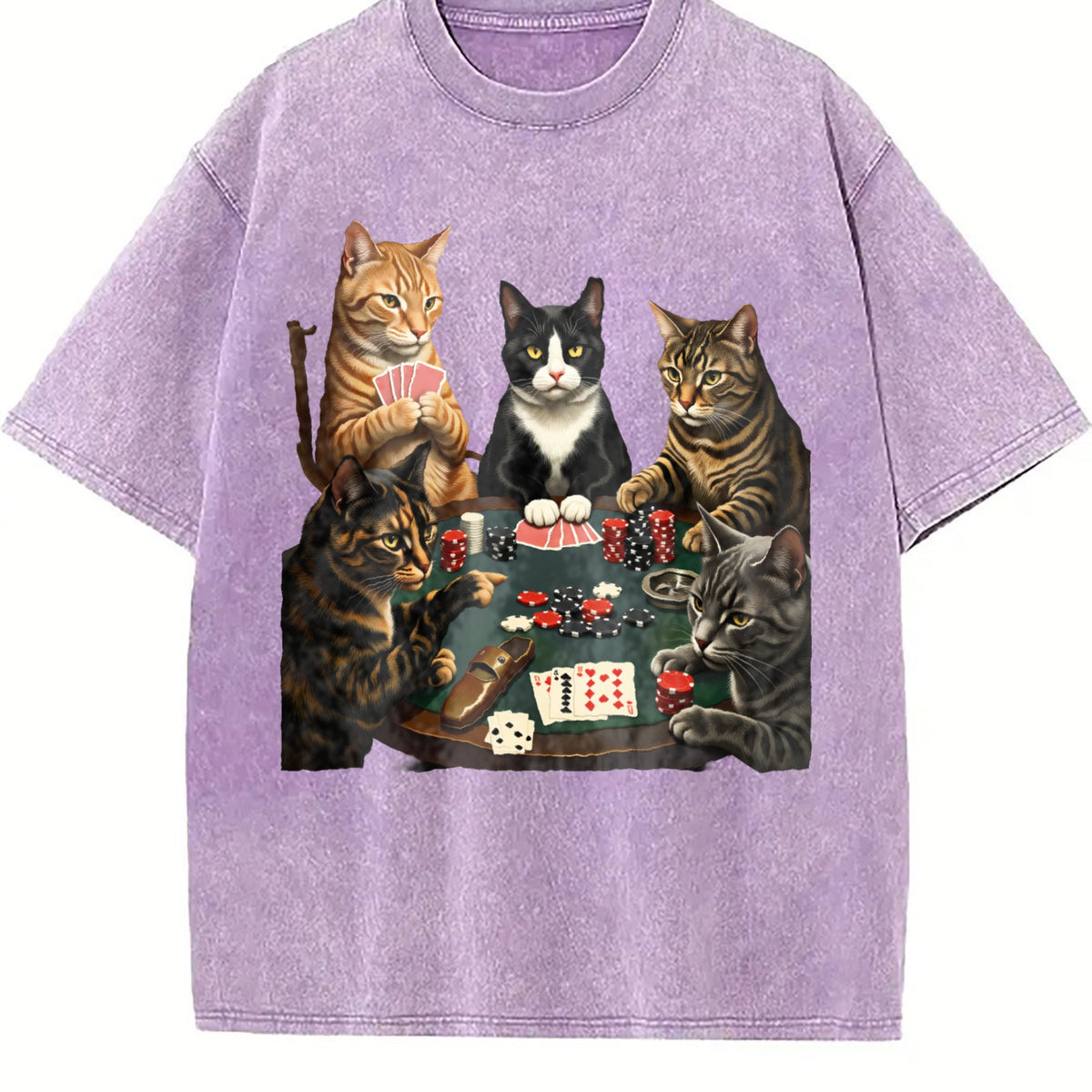 Five Cats Playing Poker Vintage Washed T-Shirt product image 6