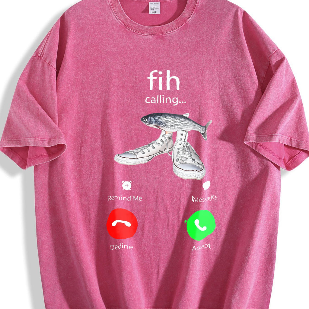 100 Funny Fish Fih With Shoes Is Calling Meme Vintage Washed T-Shirt