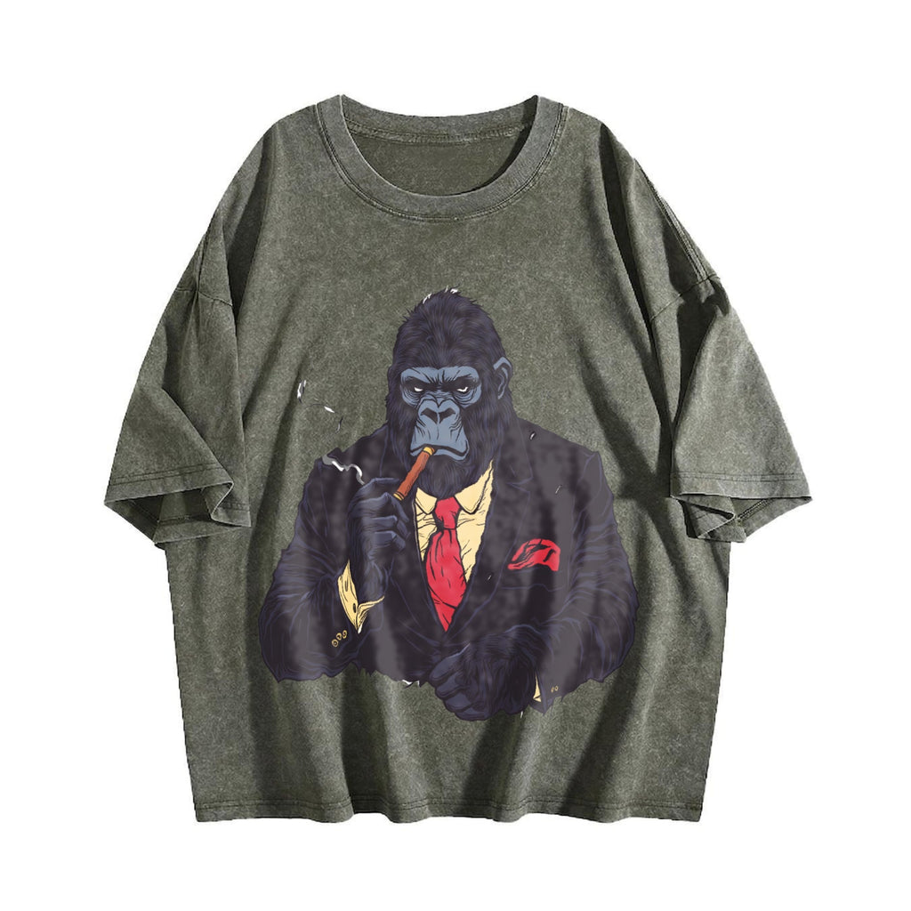 Gorilla Smoking Y2K Vintage Washed T-Shirt product image 4