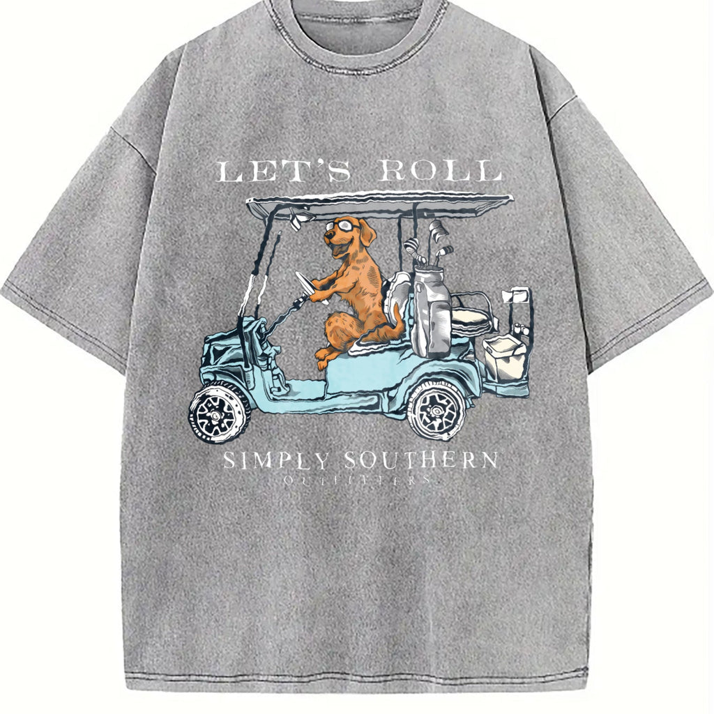 Let's Roll Golf Cart Dog Vintage Washed T-Shirt product image 5
