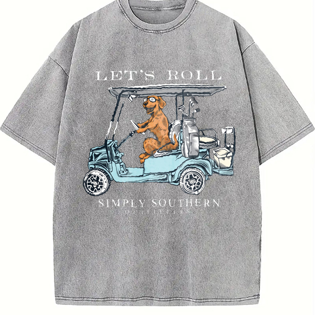 Let's Roll Golf Cart Dog Vintage Washed T-Shirt product image 5