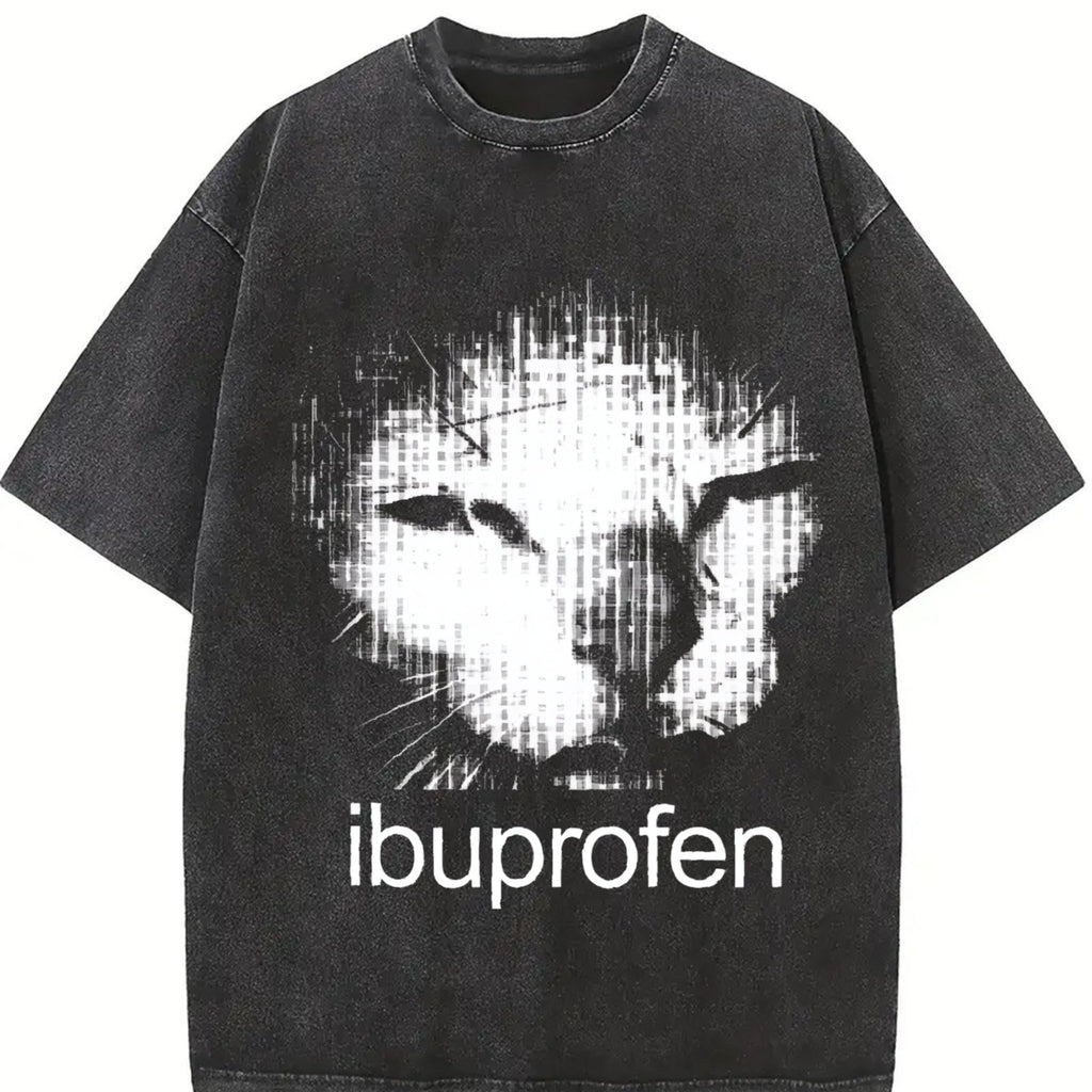 100 Ibuprofen Cat Meme Vintage Washed T-Shirt product image 2