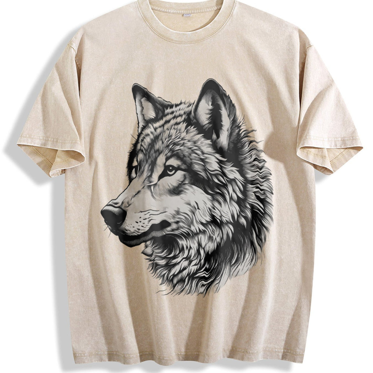 Wolf Face Hand Drawing 90s Vintage Washed T-Shirt product image 1