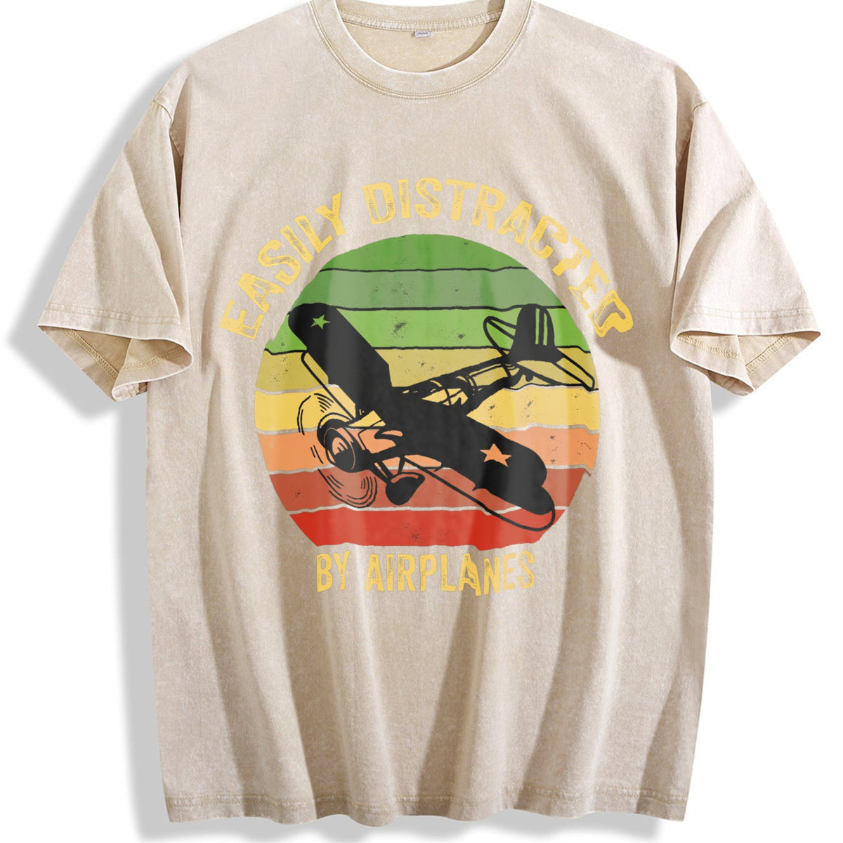 Easily Distracted By Airplanes Vintage Washed T-Shirt product image 1
