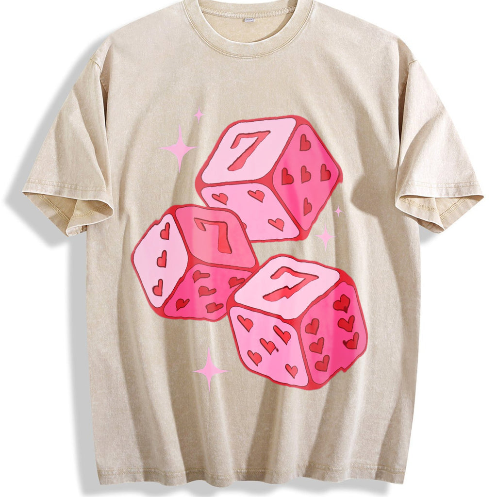 Pink Lucky 7 Dice Vintage Washed T-Shirt product image 1
