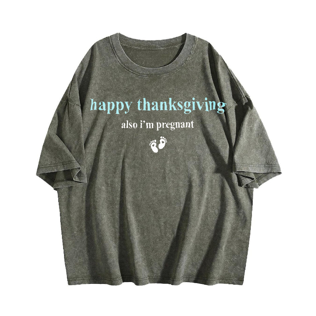 Thanksgiving Pregnancy Reveal Vintage Washed T-Shirt product image 4