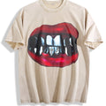 Gothic Vampire Lips Fangs Vintage Washed T-Shirt product image 1