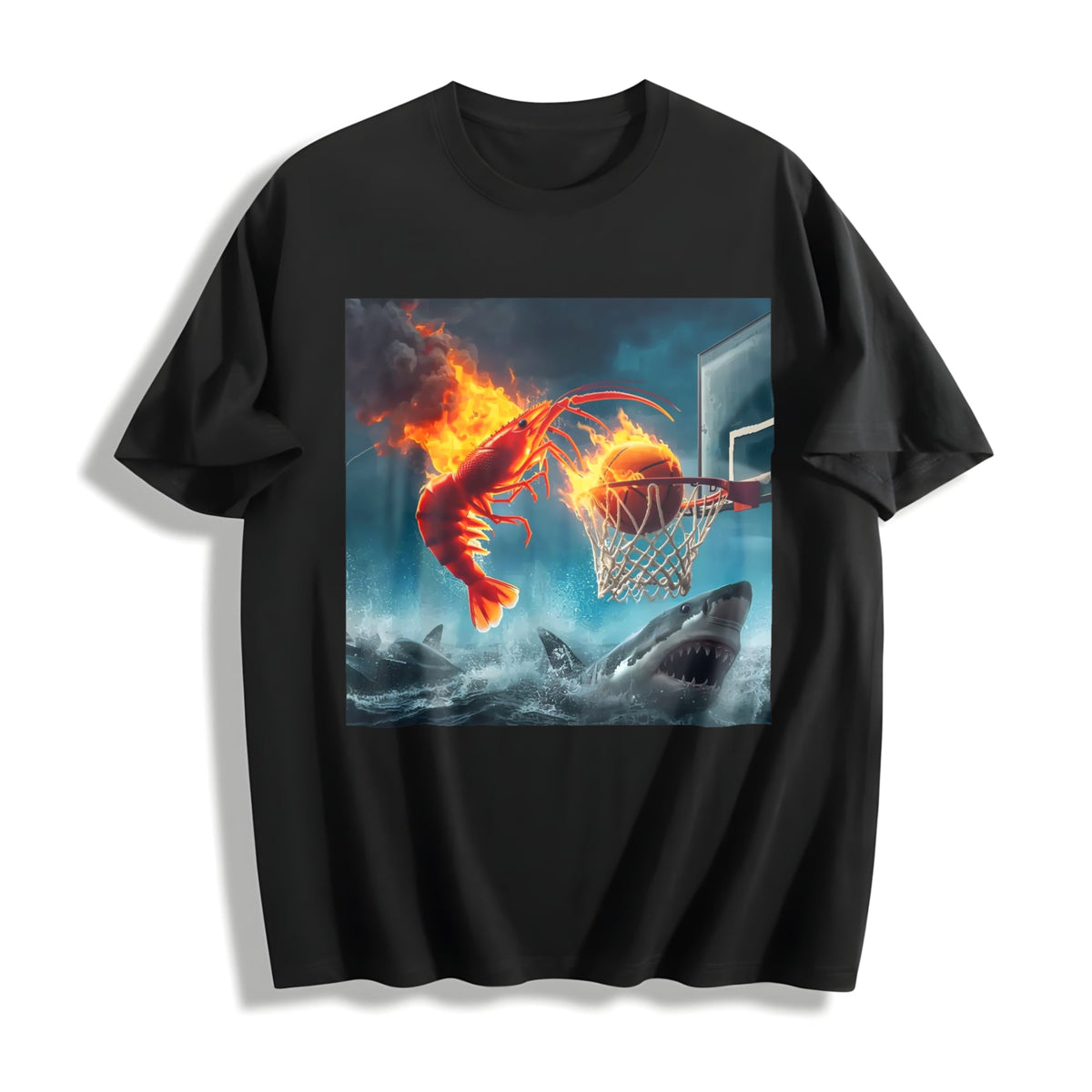 100 Shrimp Dunking On Shark Funny Fishing Meme Cotton product image 1
