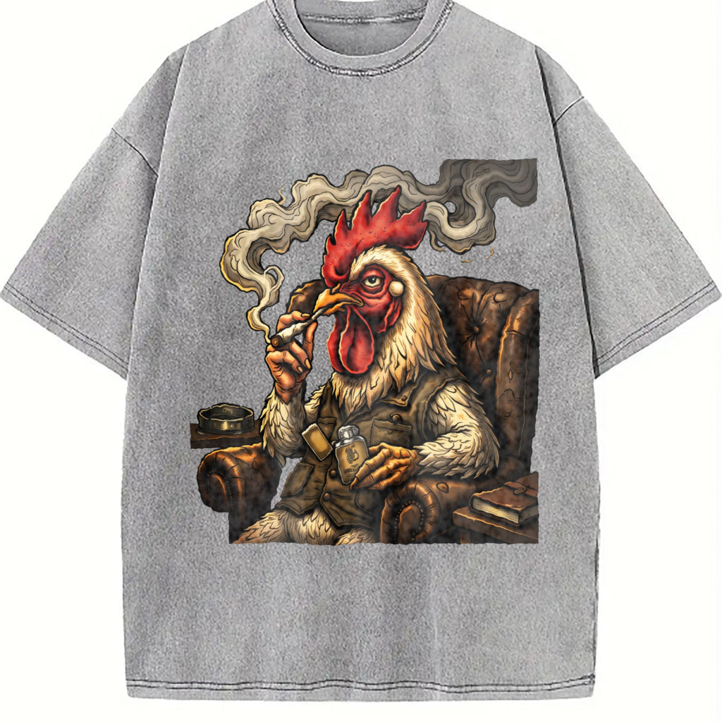 Rooster In Armchair 100 Y2K Boxy Aesthetic Vintage Washed product image 5