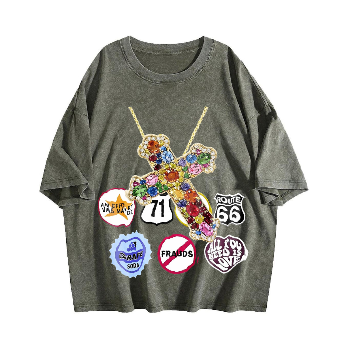 Jewel Cross & Cropped Vintage Washed T-Shirt product image 4