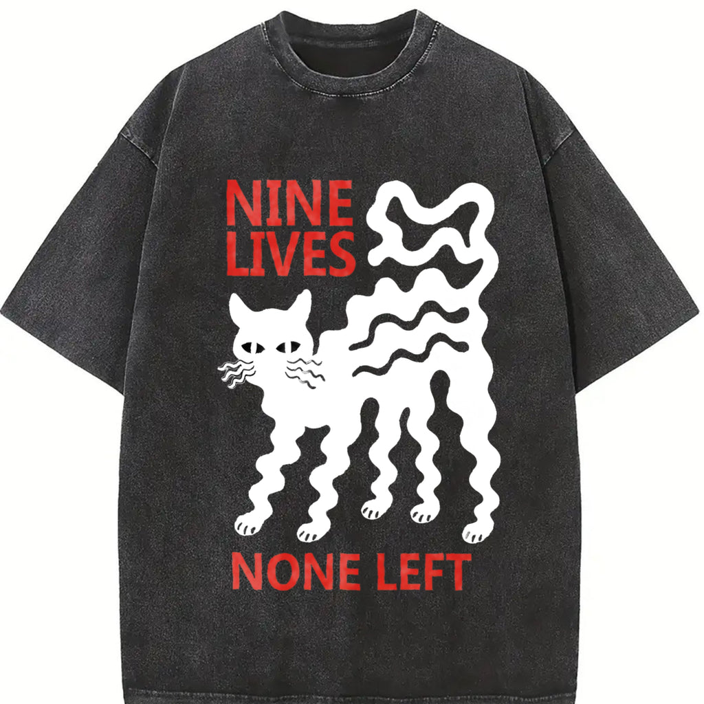 Nine Lives Cat Vintage Washed T-Shirt product image 2