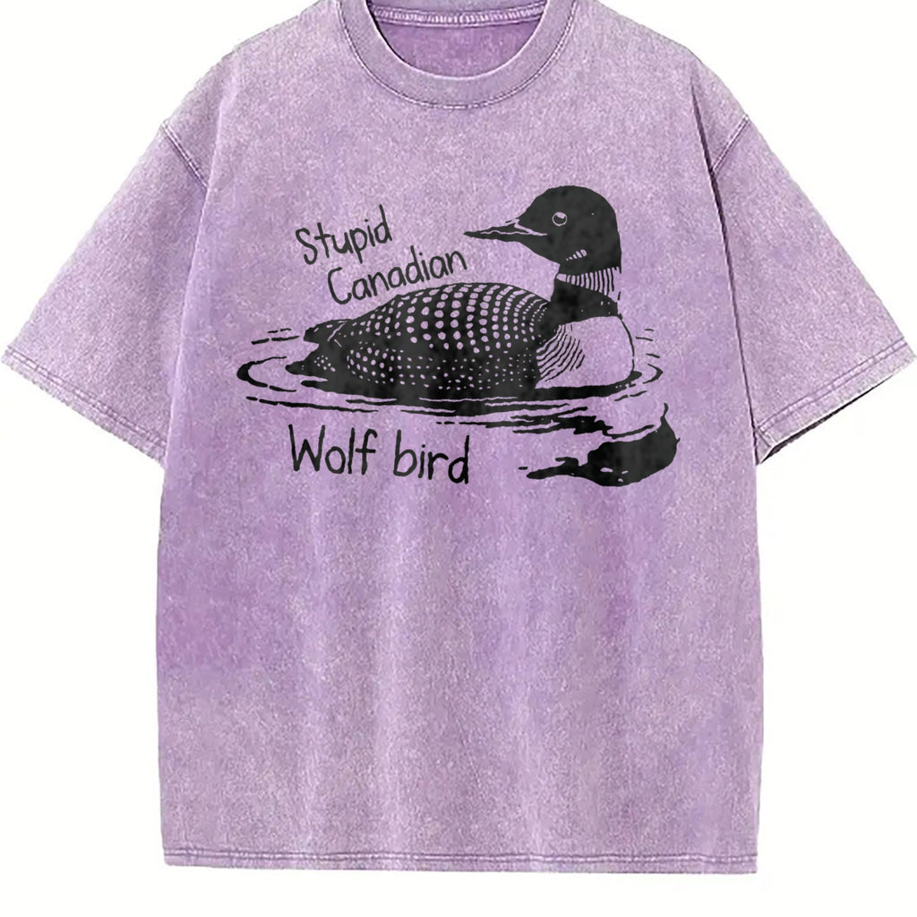 Stupid Canadian Wolf Bird Vintage Washed T-Shirt product image 6