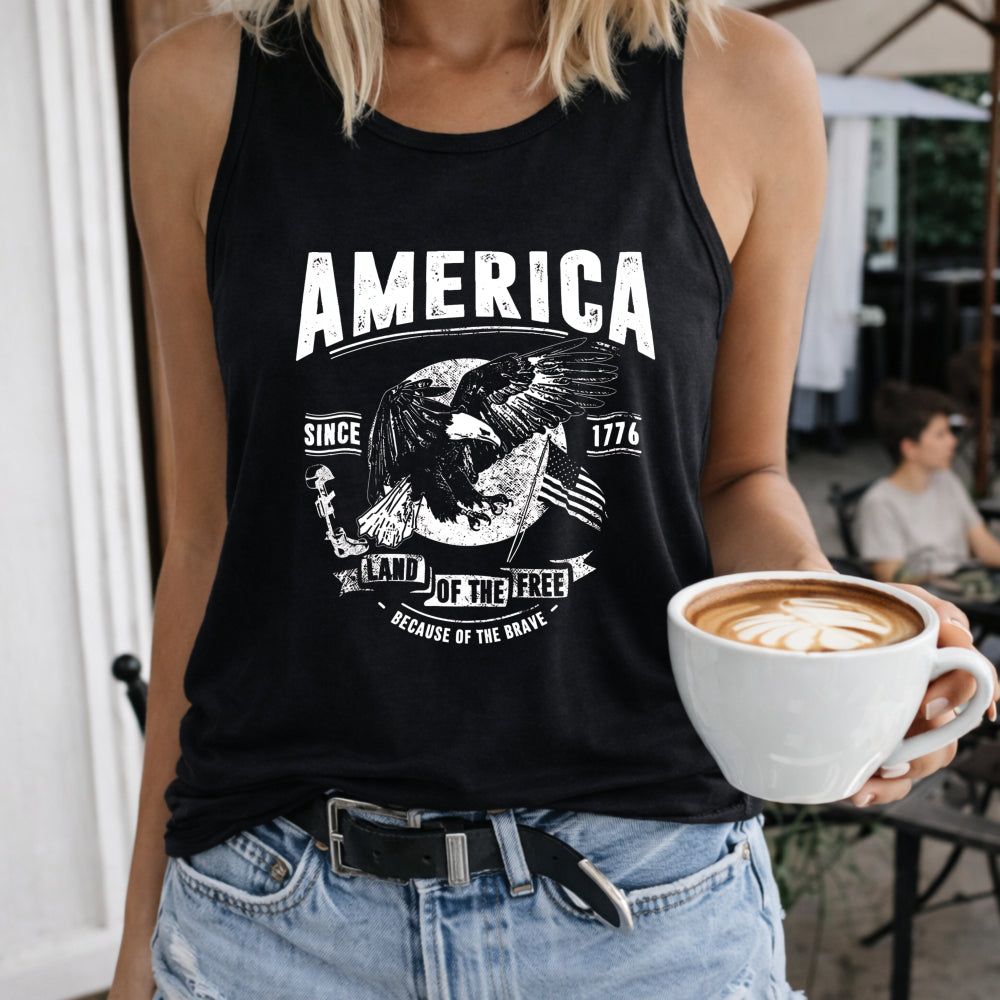 By Sarah Patriotic Home Of Free Because Of Brave 4th July Women's Tank Top