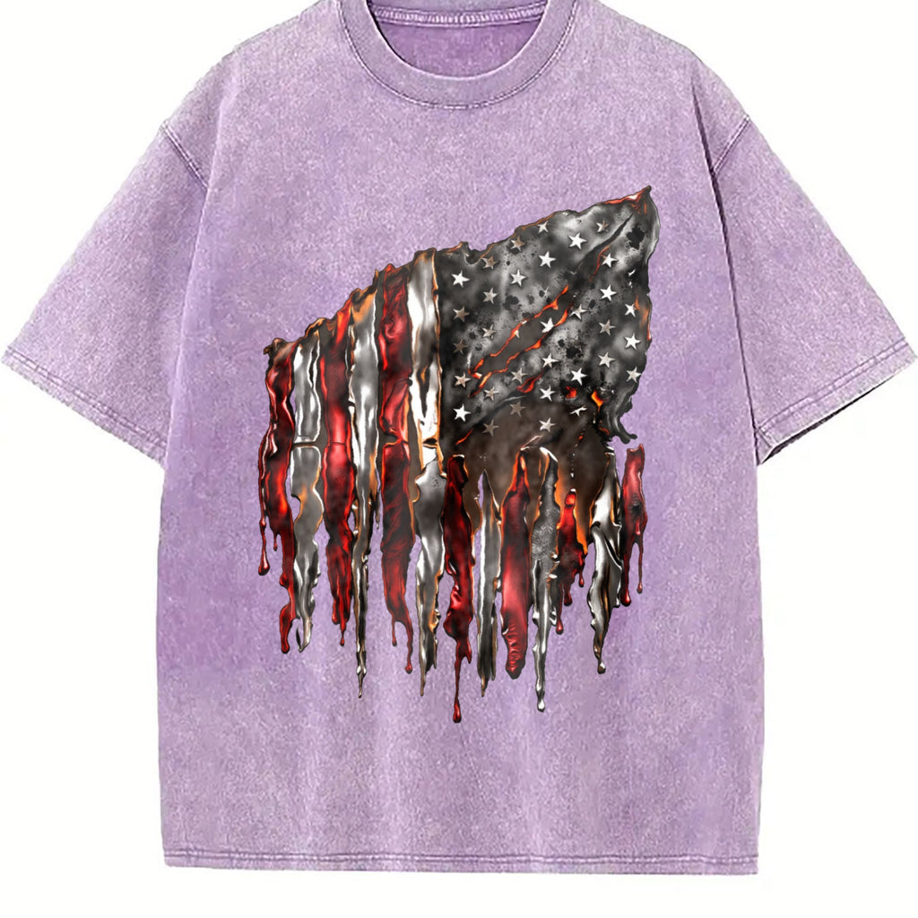 American Flag 100 Y2K Boxy Aesthetic Vintage Washed T-Shirt product image 6