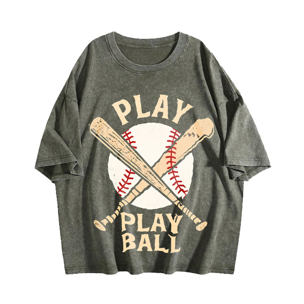 Play Ball Baseball Bats Vintage Washed T-Shirt product image 4