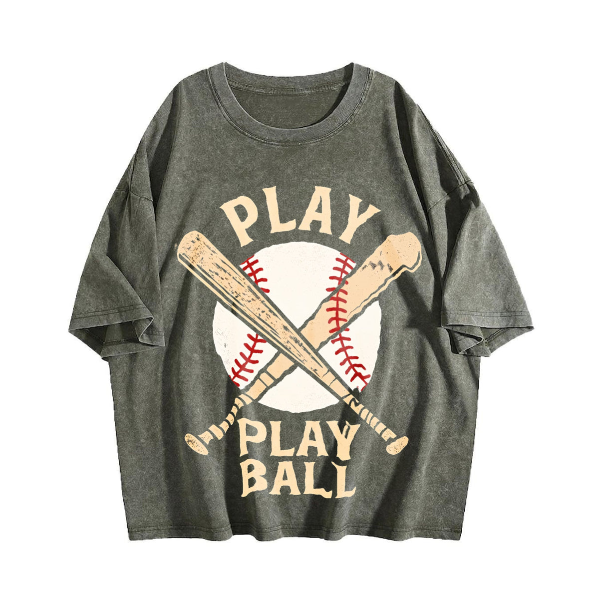 Play Ball Baseball Bats Vintage Washed T-Shirt product image 4