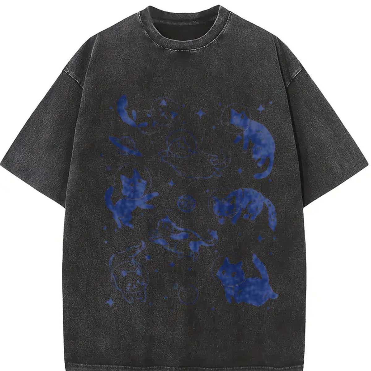 Cats In Space With Stars And Planets 90s Vintage Washed product image 2