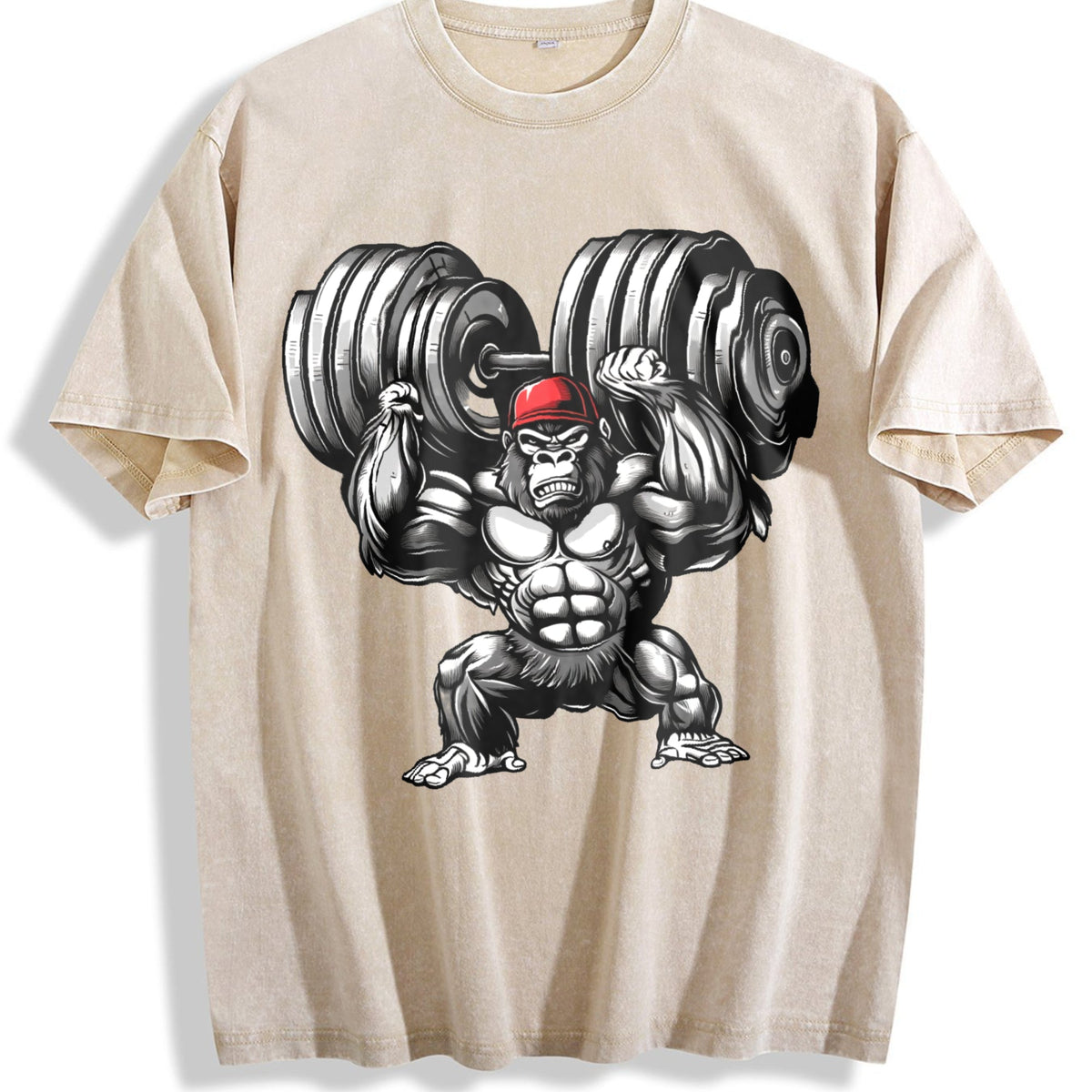 Muscular Gorilla With A Dumbbell Vintage Washed T-Shirt product image 1