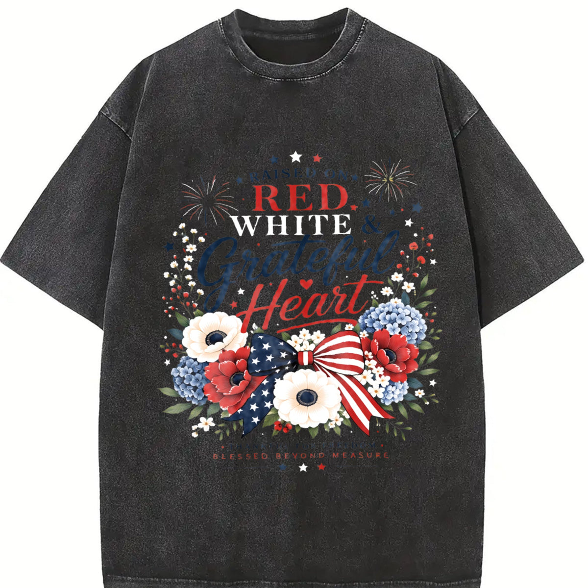 4th Of July - Red White Grateful Heart Floral Patriotic product image 2