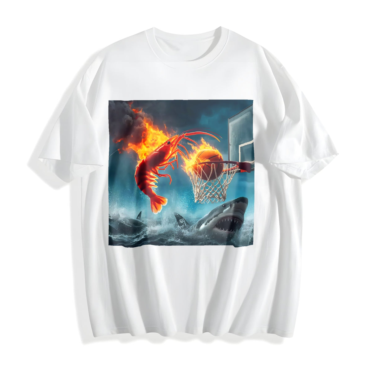 100 Shrimp Dunking On Shark Funny Fishing Meme Cotton product image 2