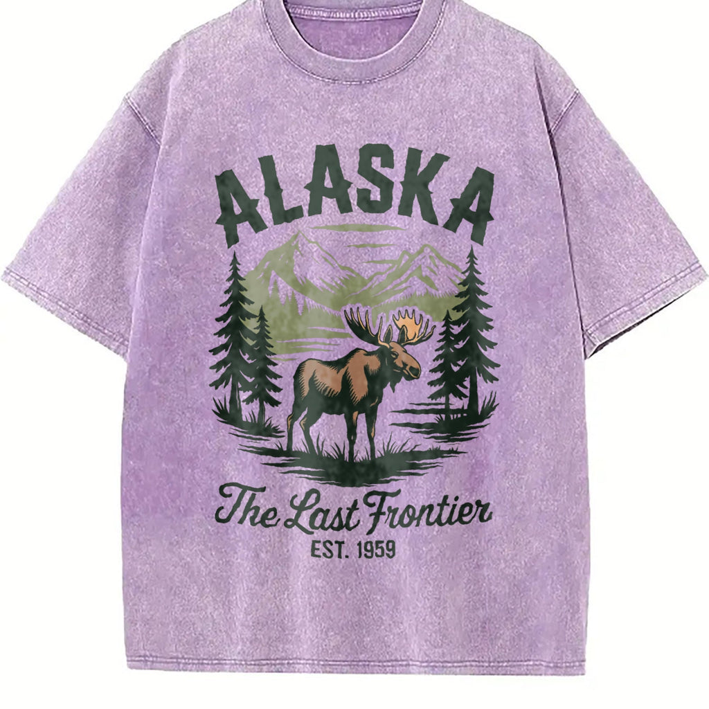 Alaska The Last Frontier Moose 90s Vintage Washed T-Shirt product image 6