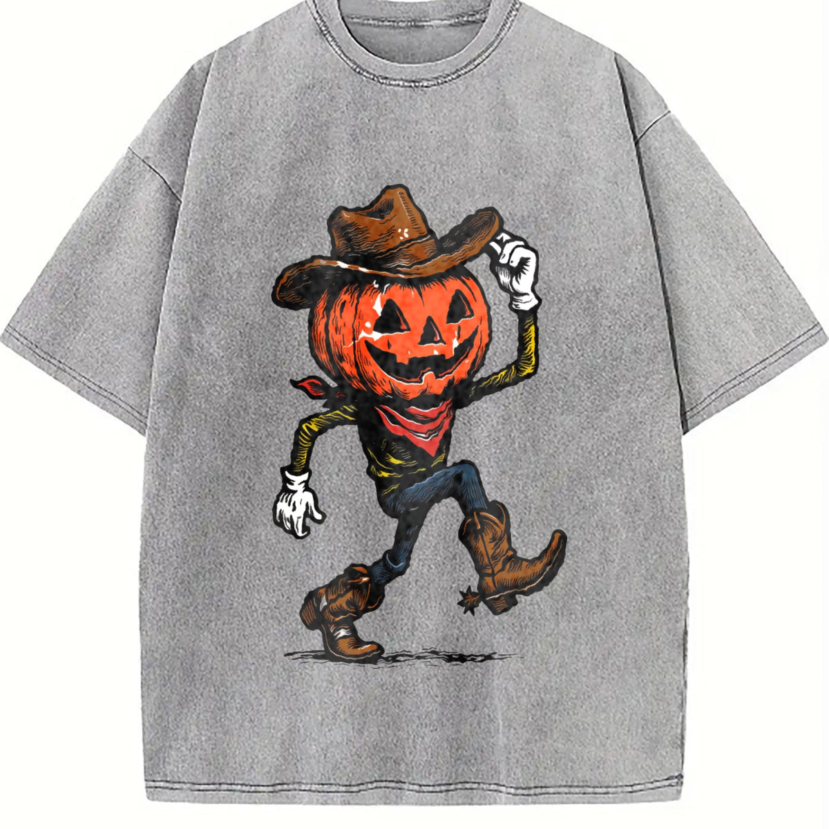 Pumpkin Cowboy Vintage Washed T-Shirt product image 5