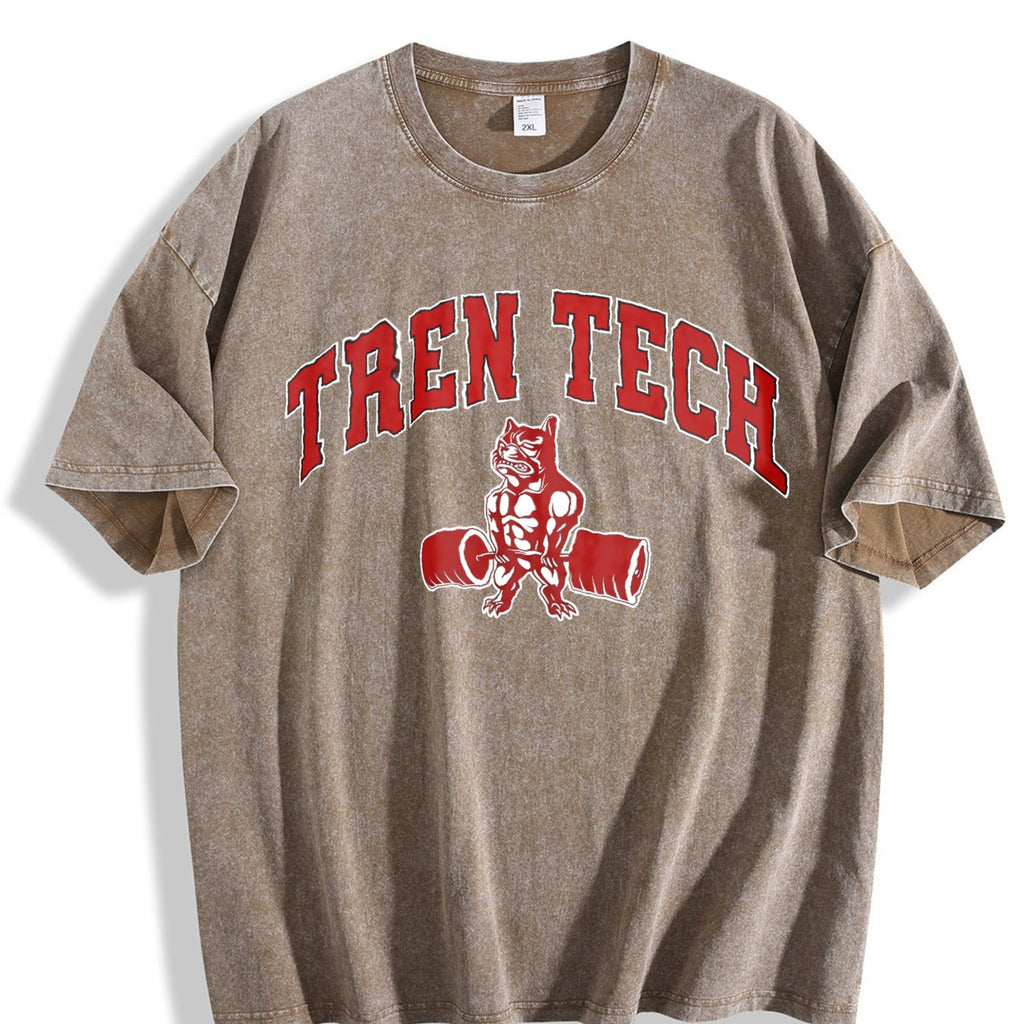 Tren Tech Muscular Bulldog Weightlifting Vintage Washed product image 3