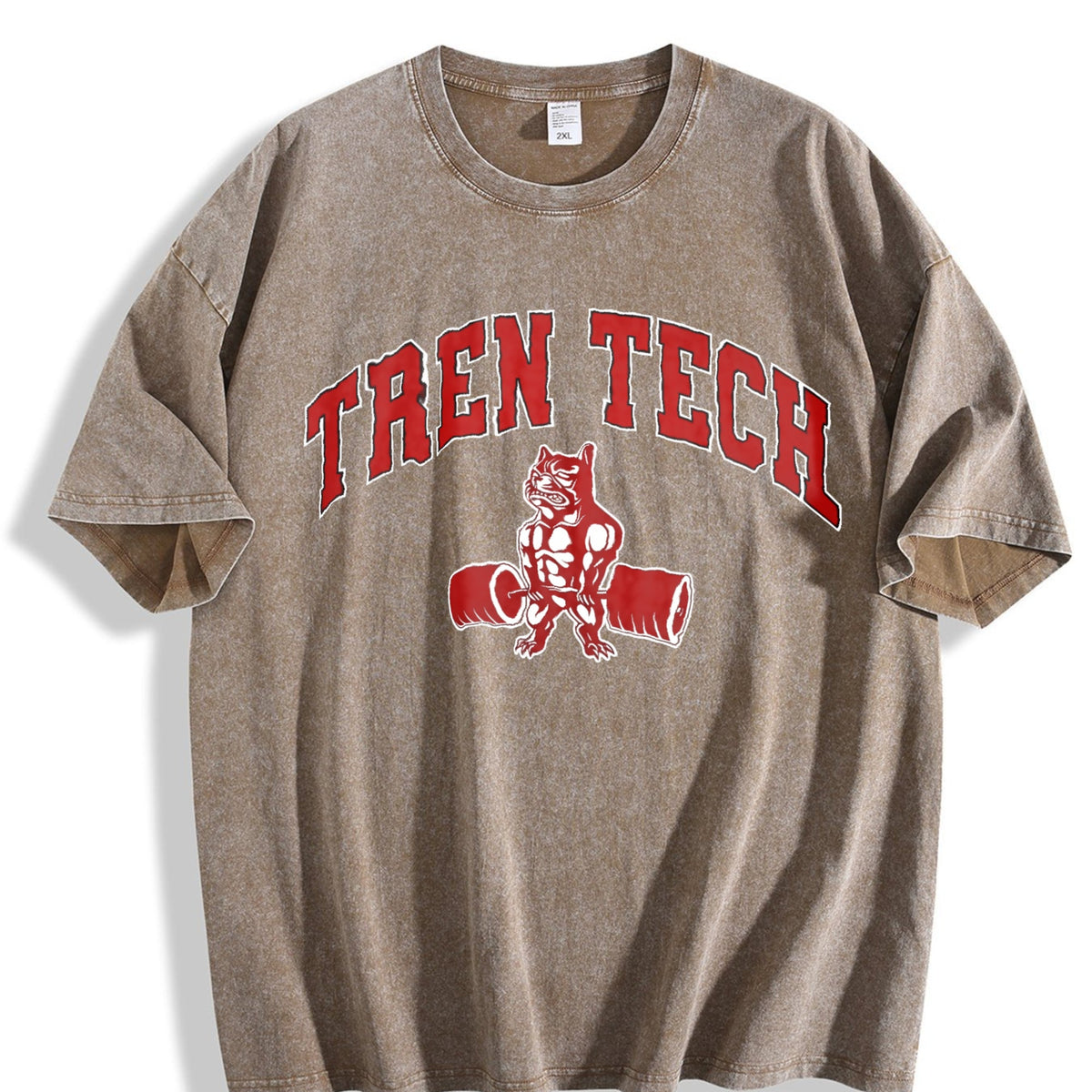 Tren Tech Muscular Bulldog Weightlifting Vintage Washed product image 3