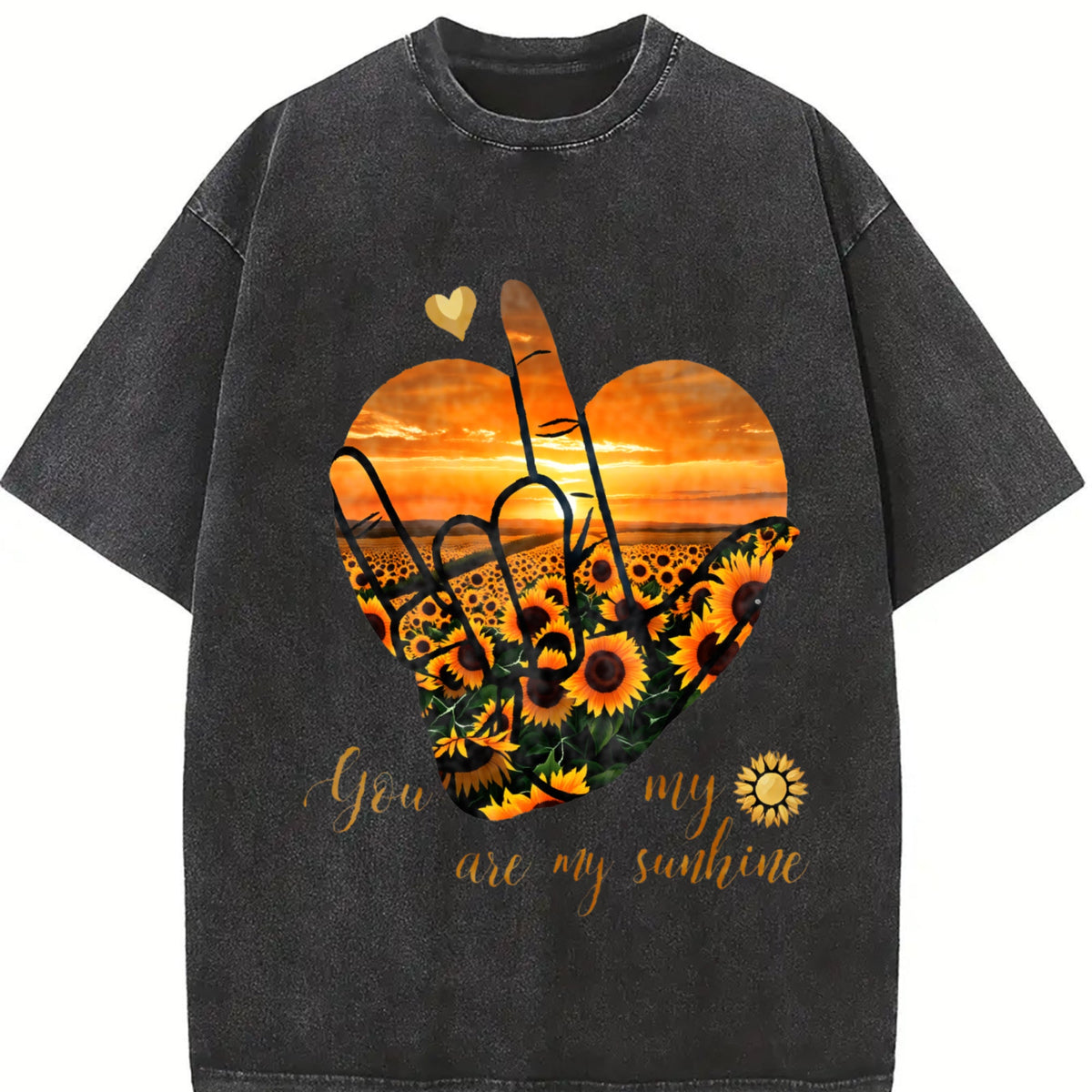 Sunset Sunflower Heart Peace Sign Y2K Boxy Aesthetic product image 2