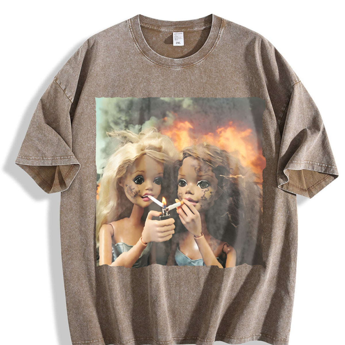 Doll Duo with Flames Vintage Washed T-Shirt product image 3