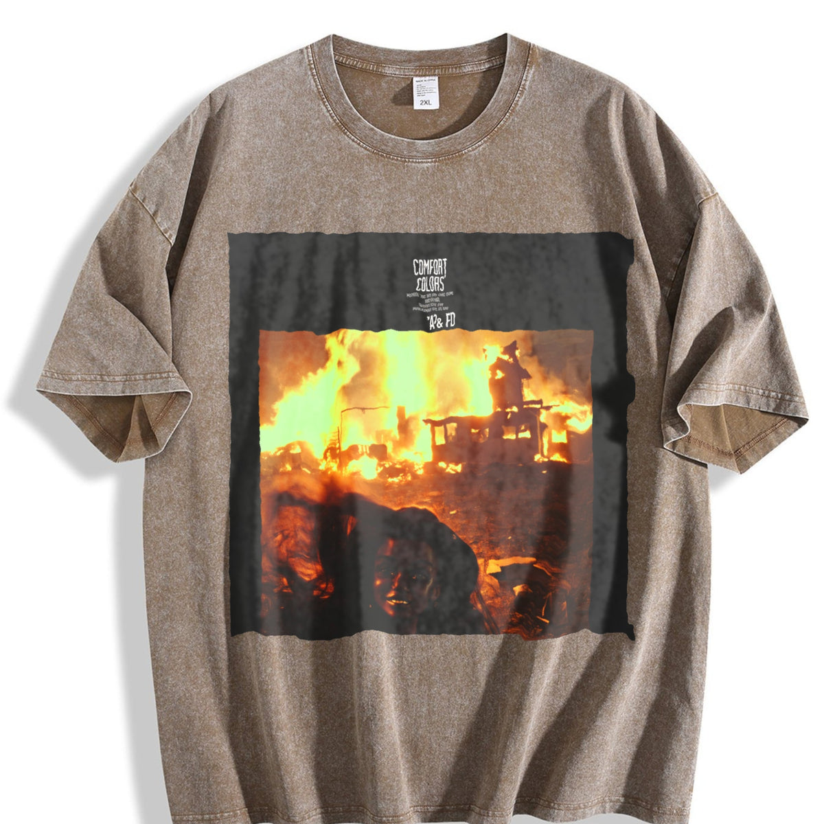 Burning City Doll Scene Vintage Washed T-Shirt product image 3