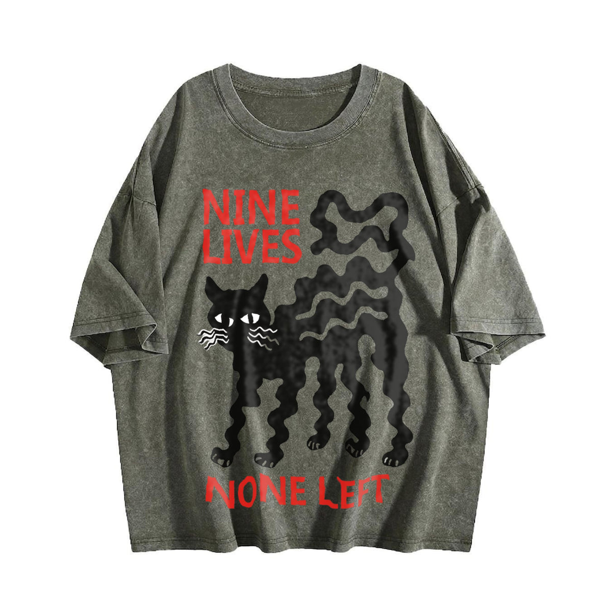 Nine Lives Cat Vintage Washed T-Shirt product image 4