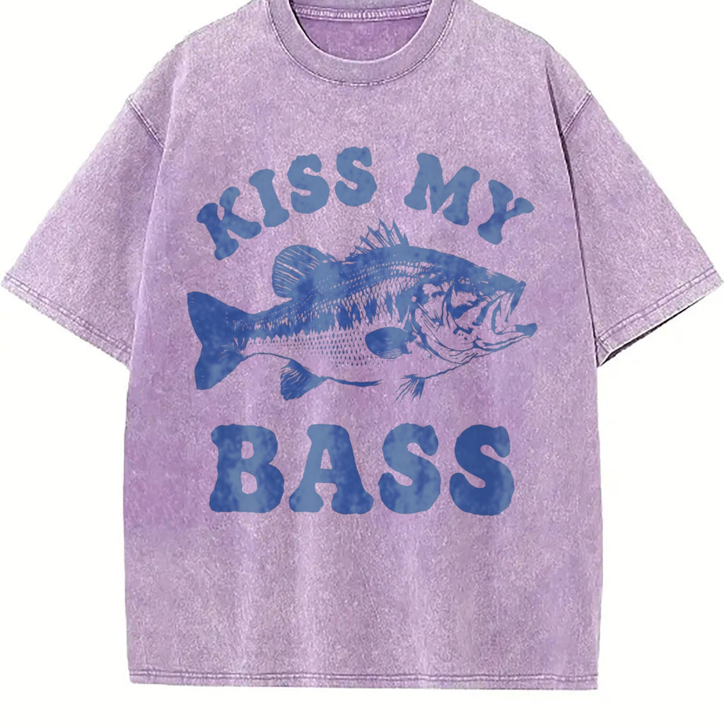 Kiss My Bass Funny Fishing Vintage Washed T-Shirt product image 6