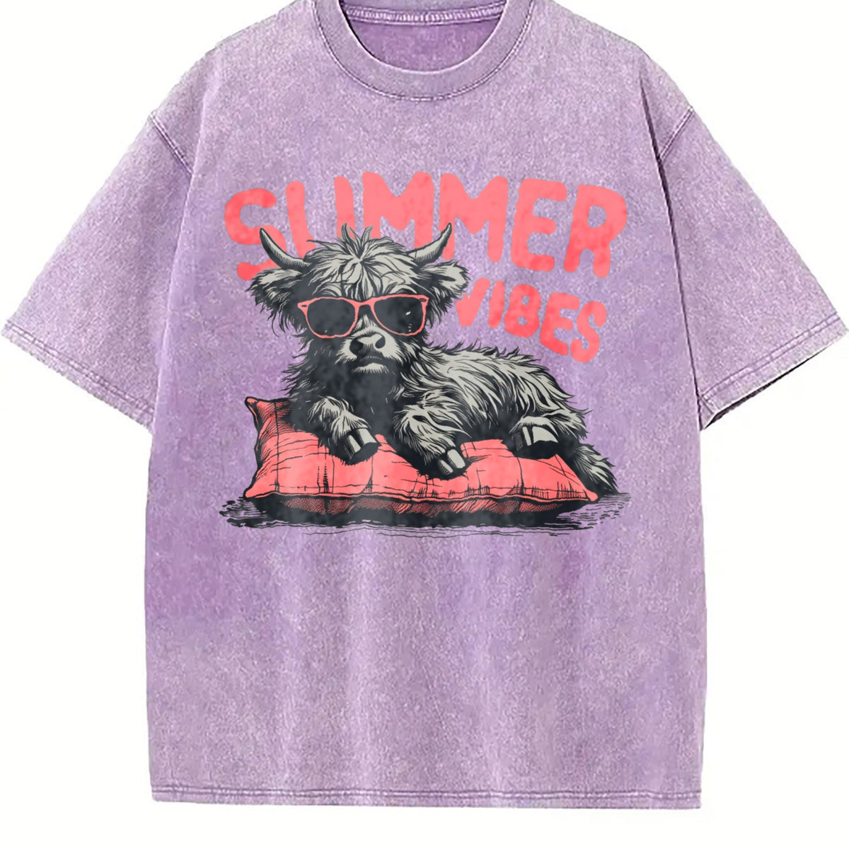 Highland Cow Summer Vibes Vintage Washed T-Shirt product image 6