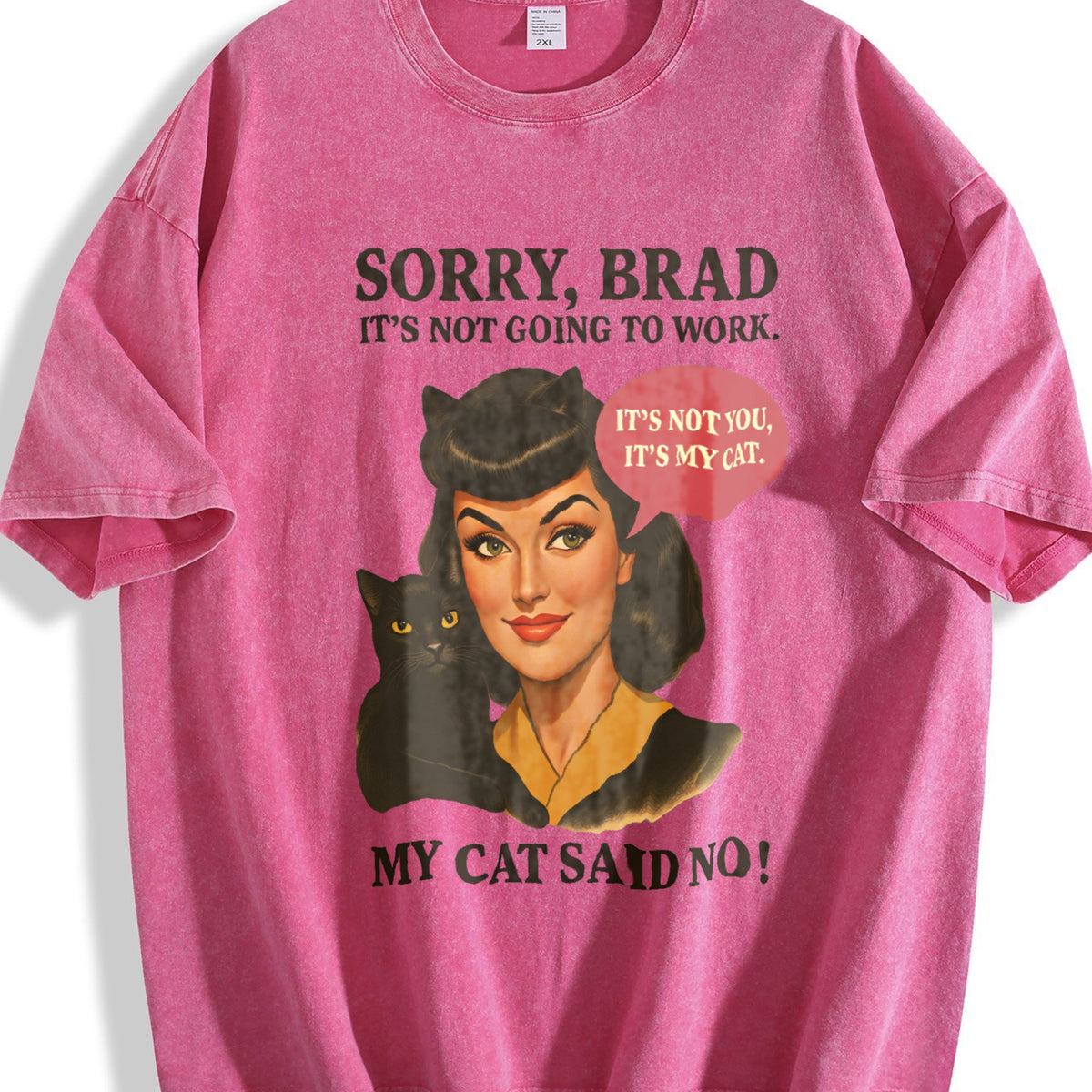 Funny Cat Sorry Brad Vintage Washed T-Shirt product image 7