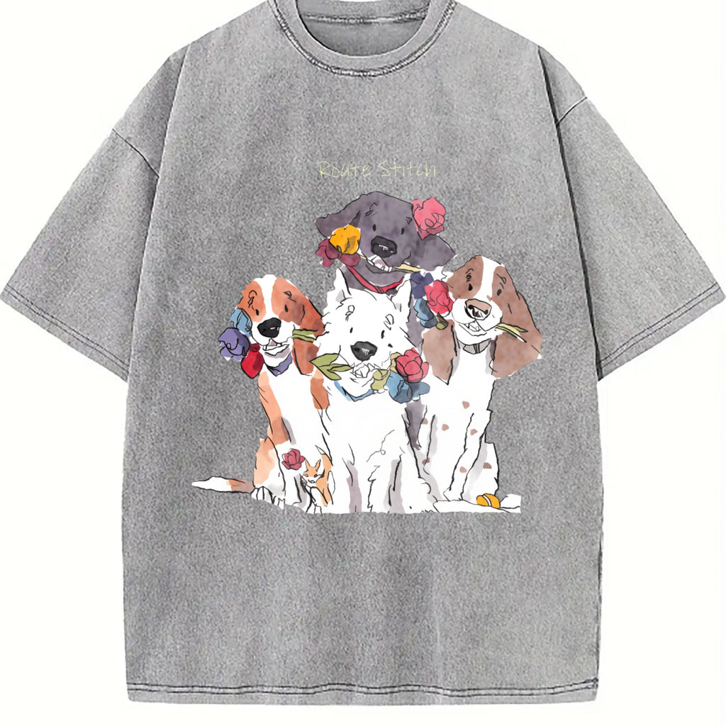Floral Dog Vintage Washed T-Shirt product image 5