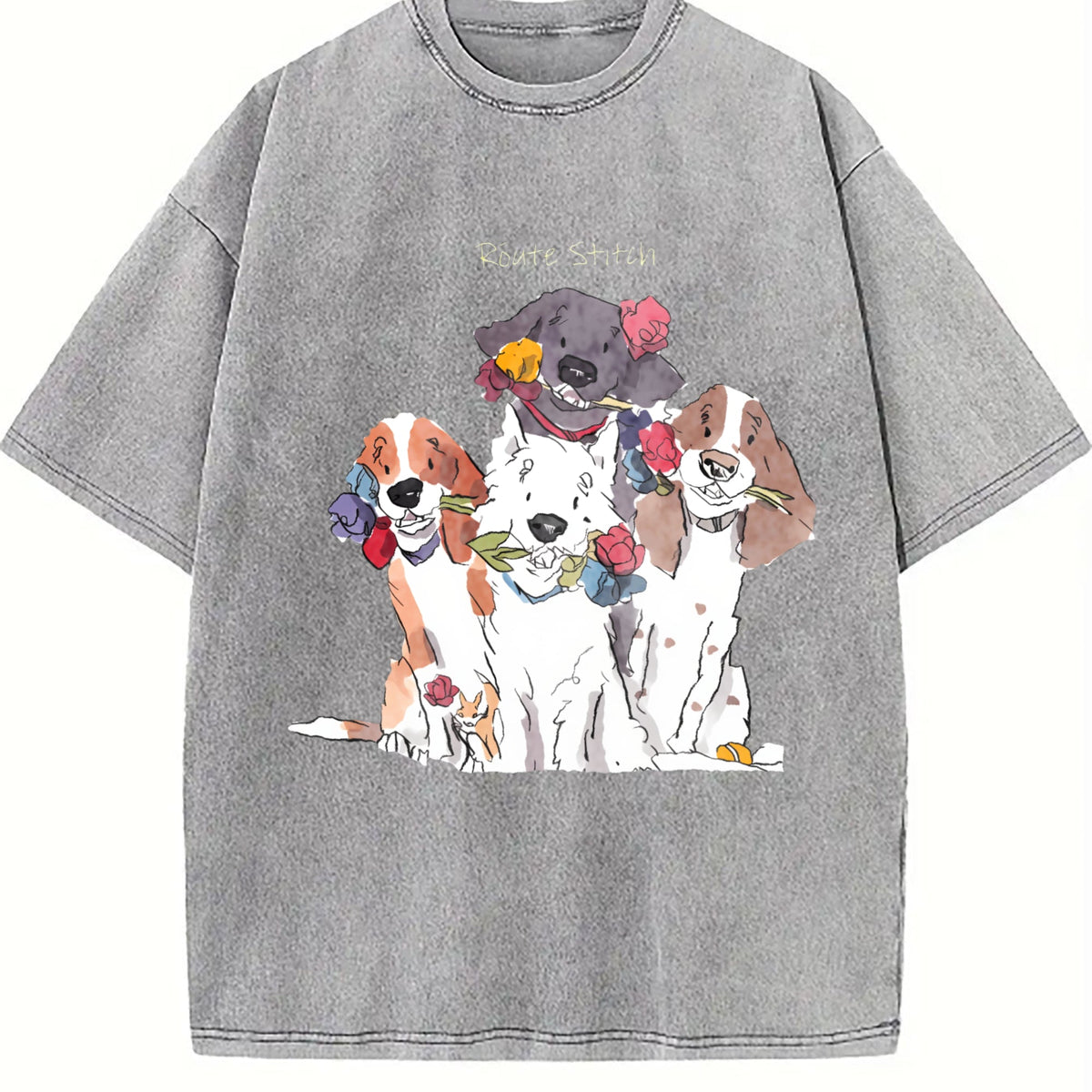 Floral Dog Vintage Washed T-Shirt product image 5