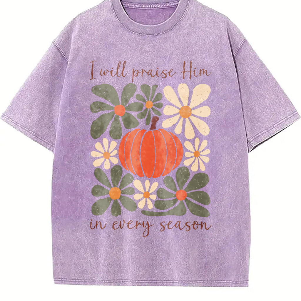 I Will Praise Him In Every Season Vintage Washed T-Shirt product image 6
