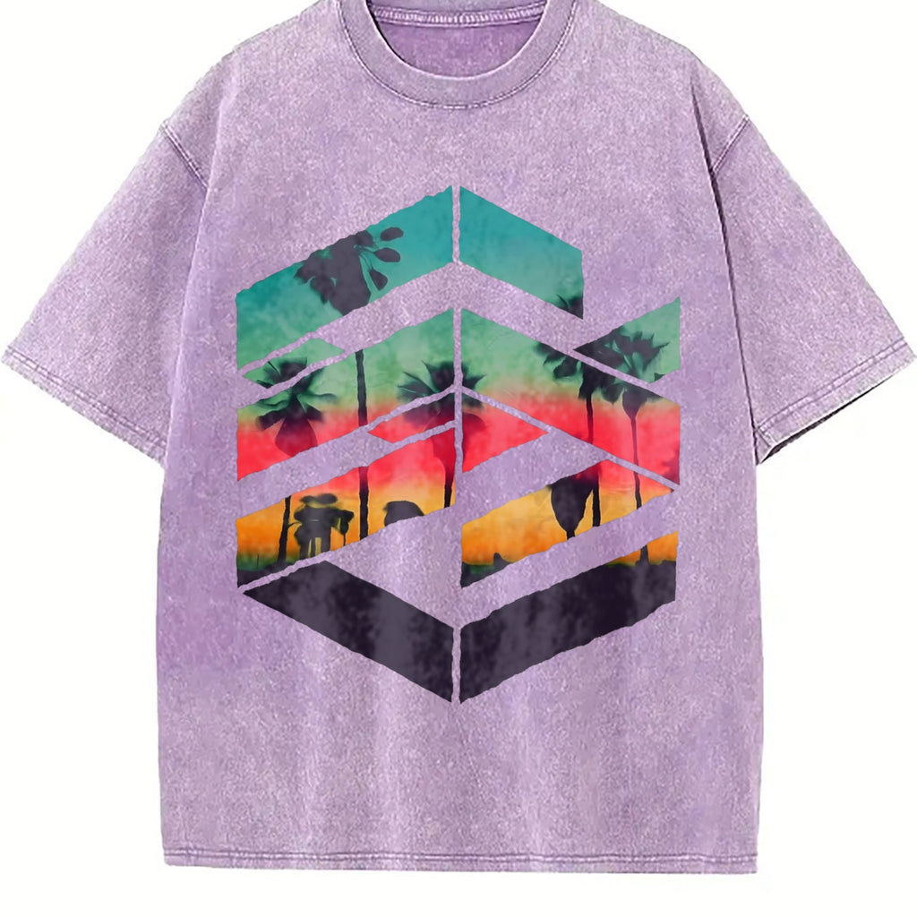 Tropical Sunset Palm Tree Vintage Washed T-Shirt product image 6