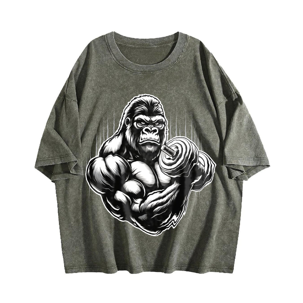 Gorilla Muscle Dumbbell Vintage Washed T-Shirt product image 4