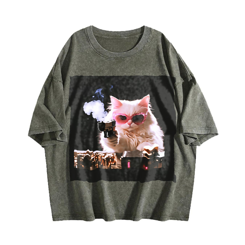 Cute Cat - Funny Kitten Vintage Washed T-Shirt product image 4