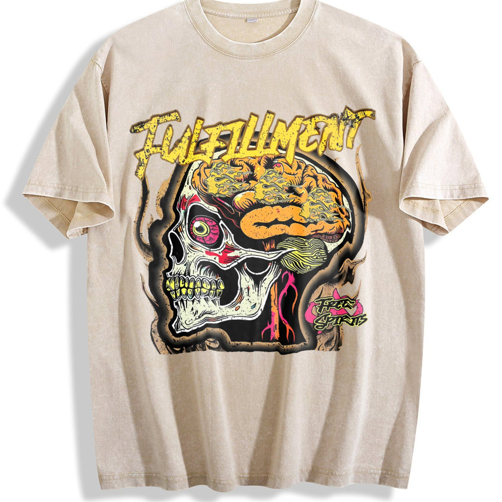 Skull Brain Vintage Washed T-Shirt product image 1