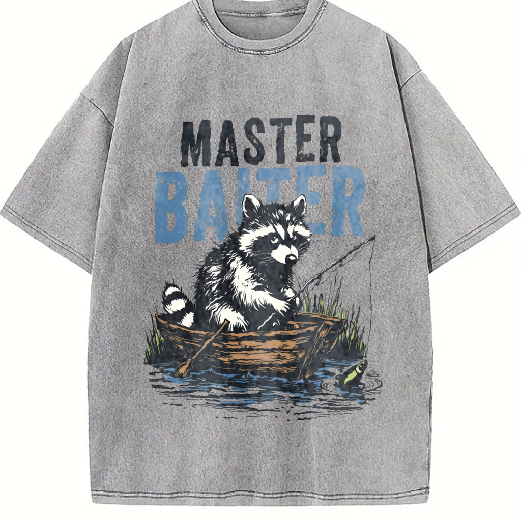 Master Baiter Raccoon Fishing Vintage Washed T-Shirt product image 5