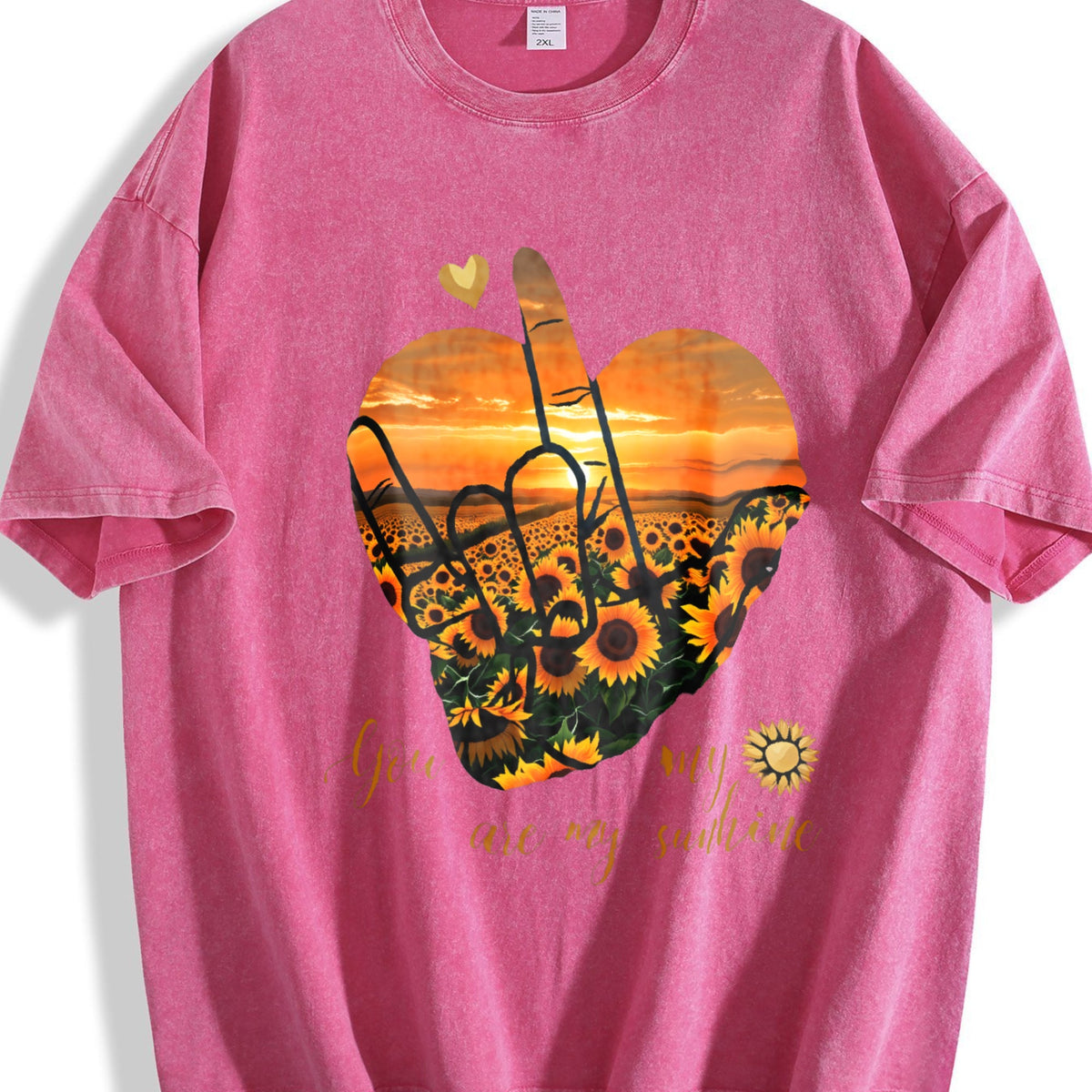 Sunset Sunflower Heart Peace Sign Y2K Boxy Aesthetic product image 7