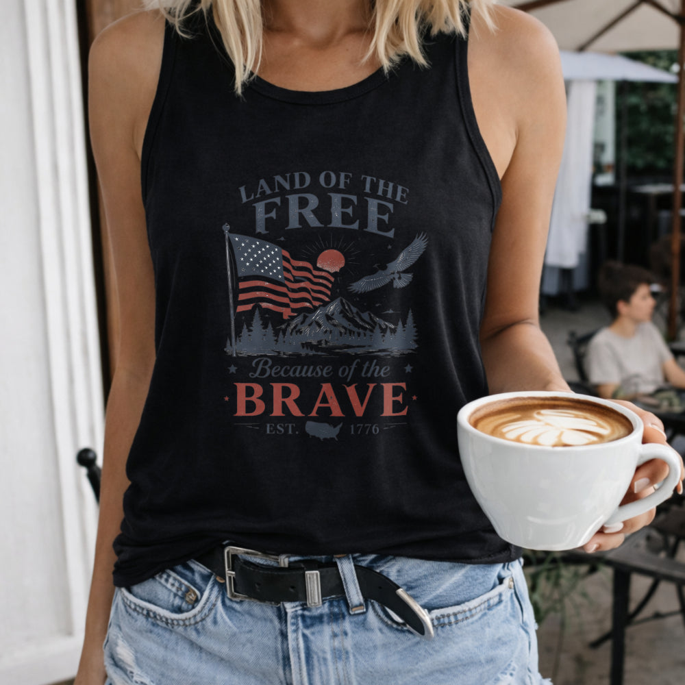 Land Of The Free Because Of The Brave USA Flag Women's Tank Top