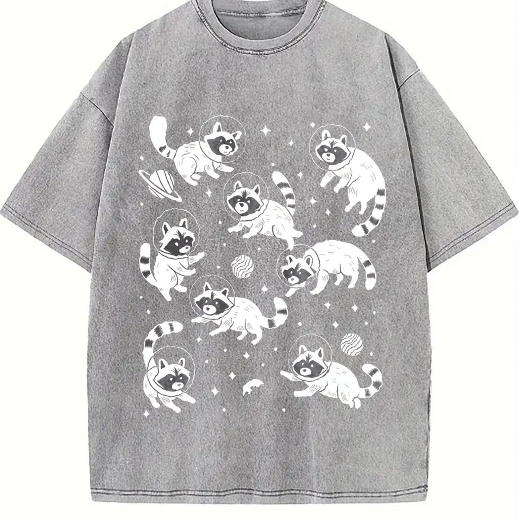 Raccoon In Space 90s Vintage Washed T-Shirt product image 5