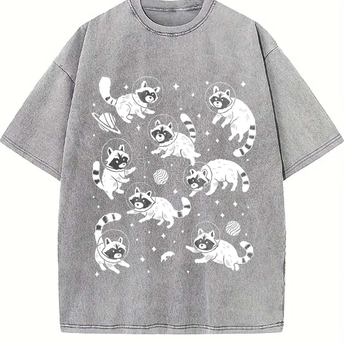 Raccoon In Space 90s Vintage Washed T-Shirt product image 5